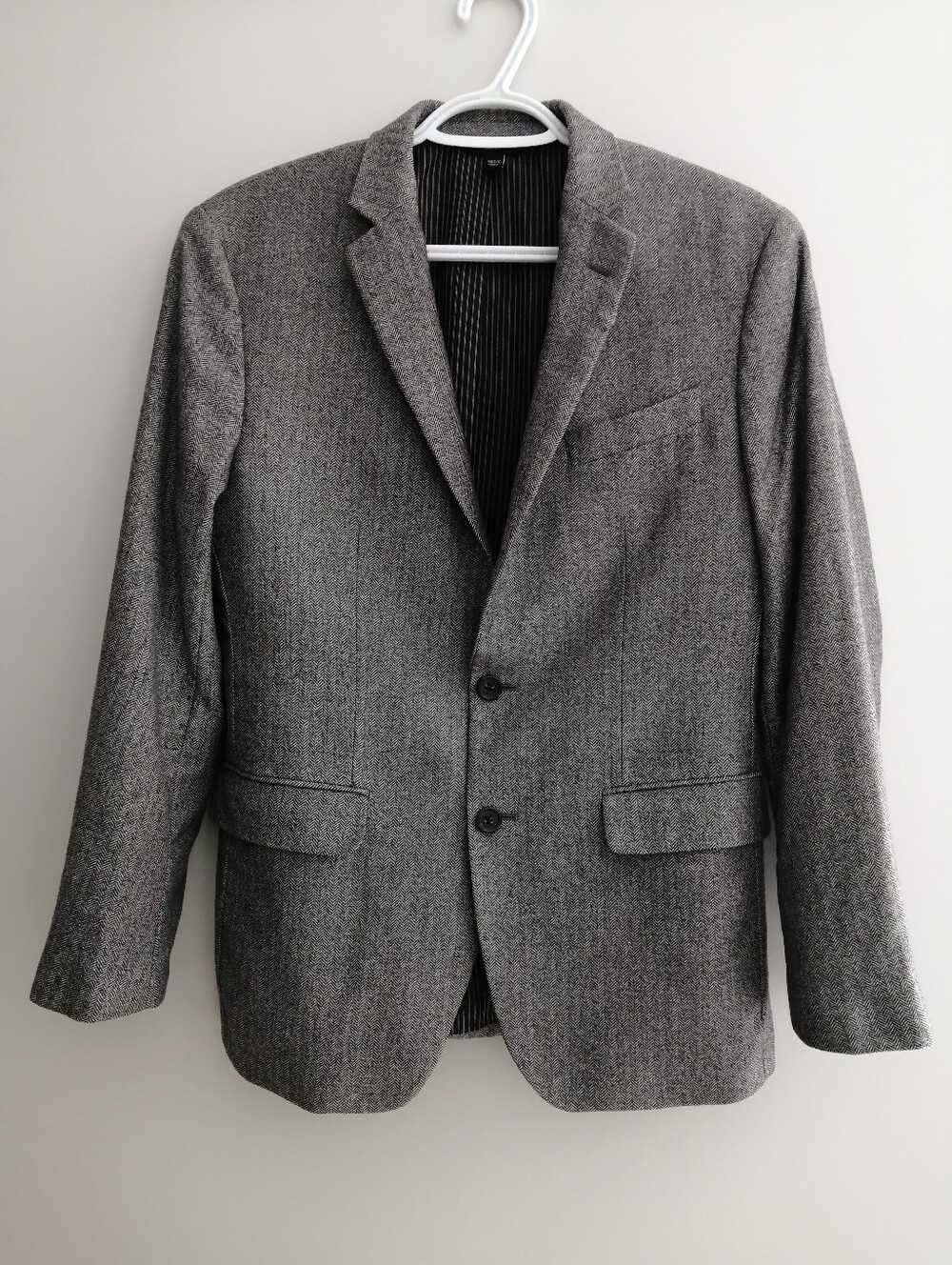 Banana Republic Wool Slim Fit Single Breasted Grey Houndstooth Blazer 38 Short
